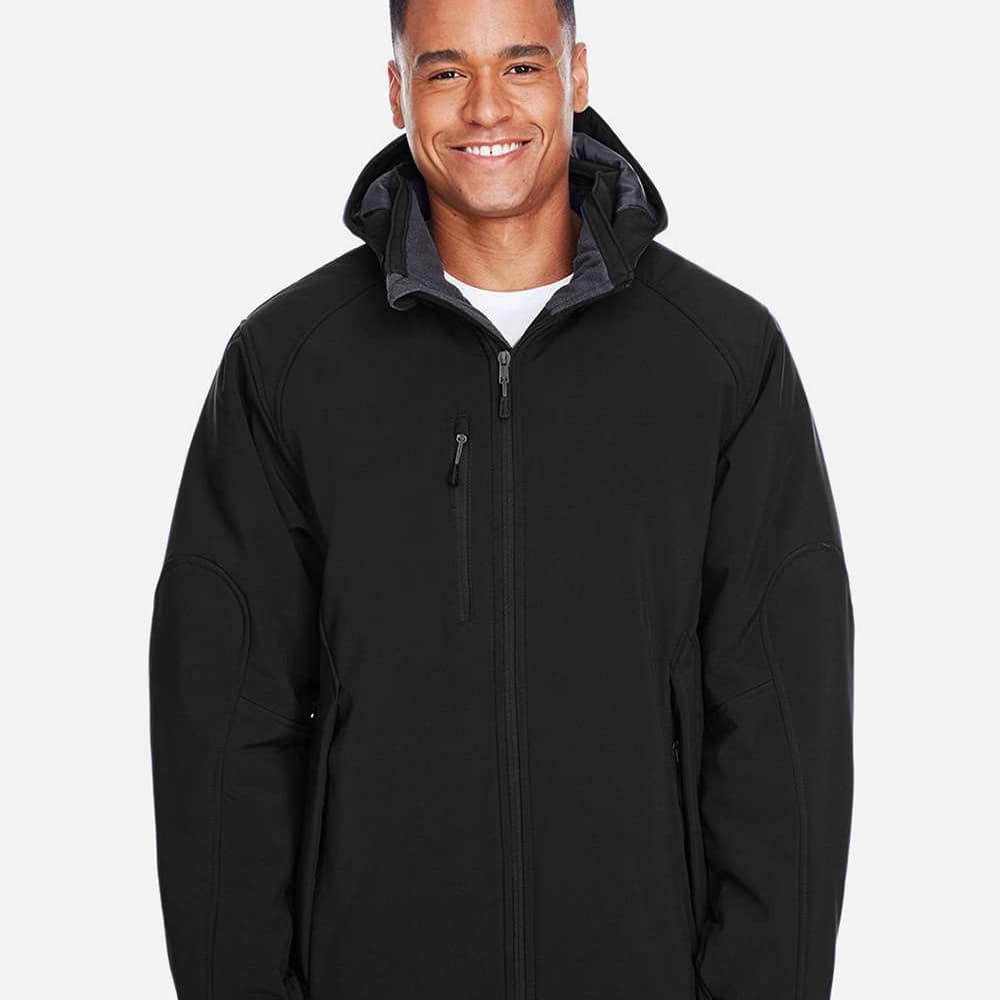 Men's Glacier Insulated Three-Layer Fleece Soft Shell Hood Jacket with Detachable Hood - 88159