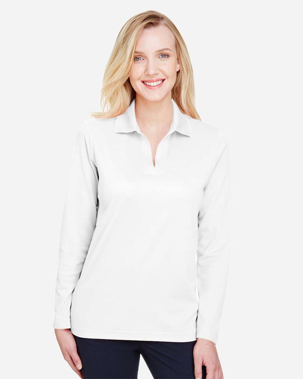 Women's CrownLux Performance® Plaited Long Sleeve Polo - DG20LW